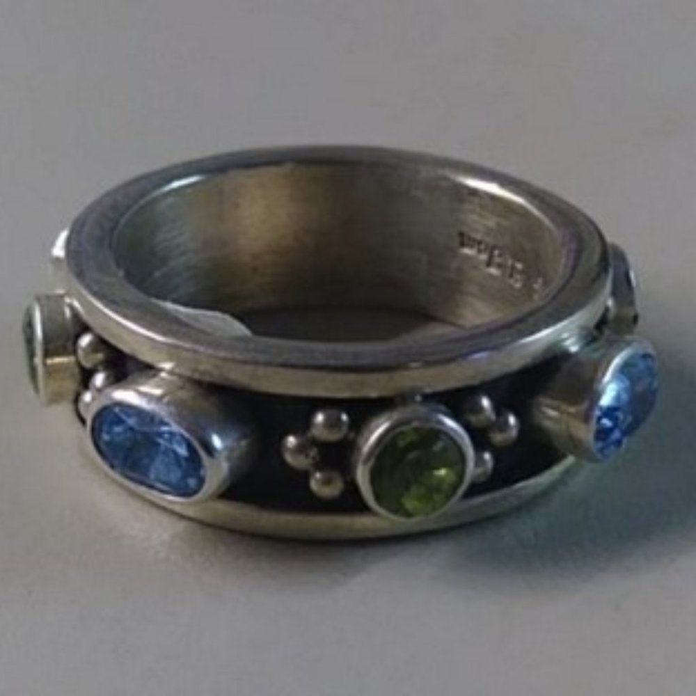 Signed Native American Gemstone Ring - image 1